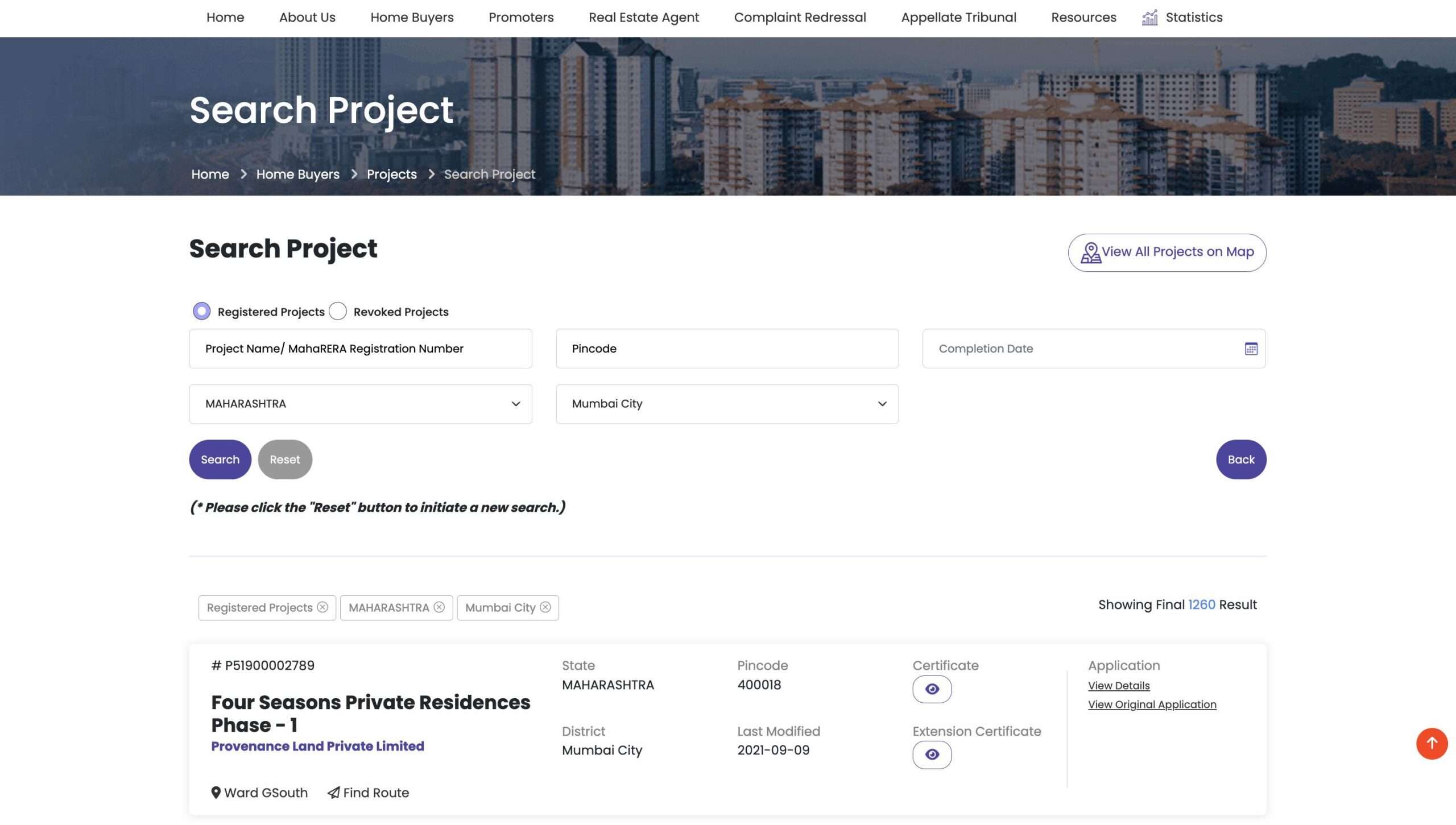 RERA-Registered Project in Maharashtra